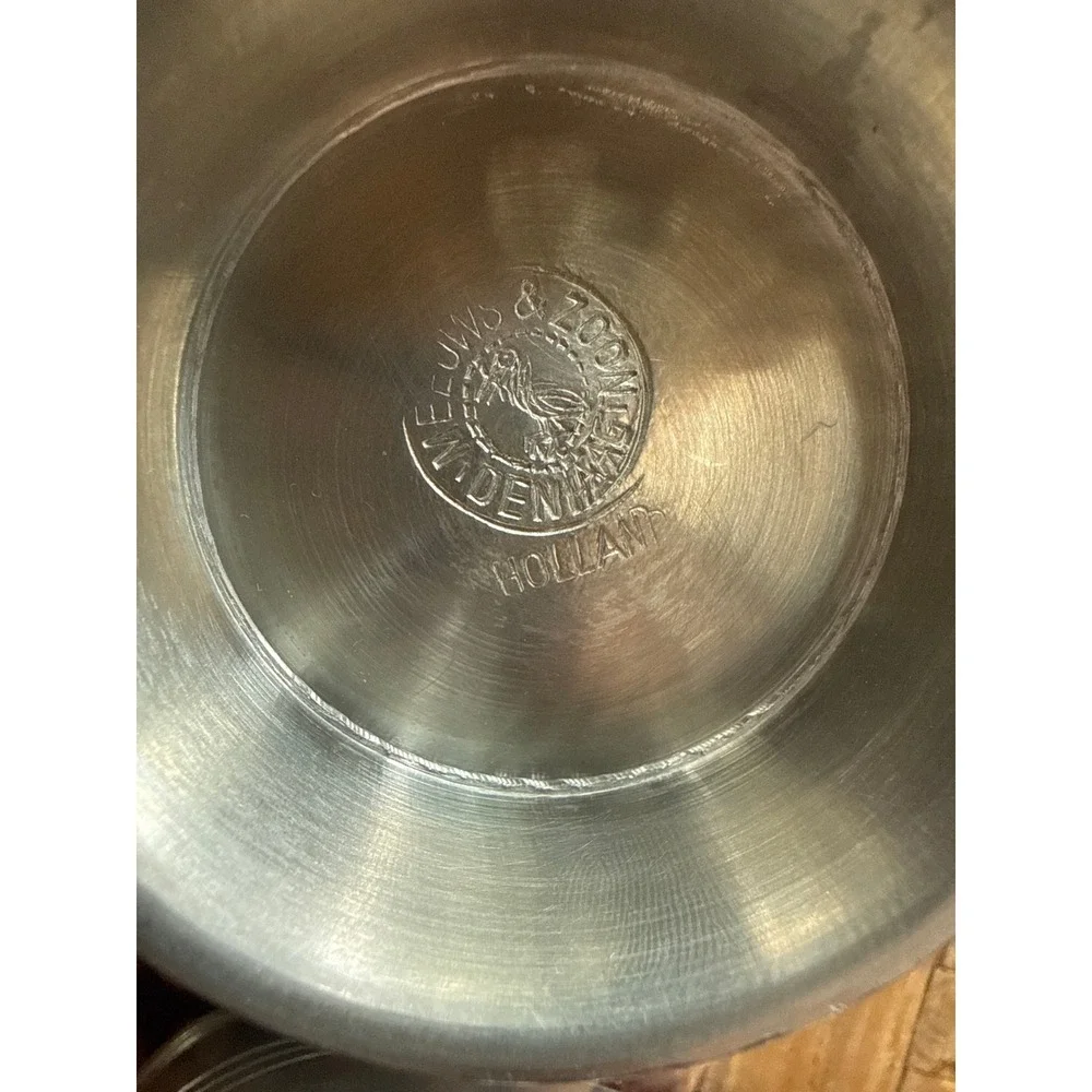 Meeuws & Zoon Pewter Cups Set of 2 Silver Vintage Holland Square Rim